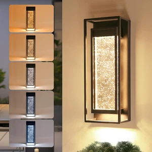 LUTEC Outdoor Wall Light Fixtures, 5 Color Temperature Porch Light Wall Sconce with Crystal Bubble Glass,Waterproof Outdoor Wall Lanterns, Modern Outside Lights for House Front Door Garage, Black LUTEC Outdoor Wall Light Fixtures, 5 Color Temperature Porch Light Wall Sconce with Crystal Bubble Glass,Waterproof Outdoor Wall Lanterns, Modern Outside Lights for House Front Door Garage, Black