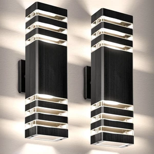 Outdoor Wall Light Fixtures, Up and Down Exterior Lighting Fixtures, Black Wall Sconce Modern Porch Lights Outdoor for House, Porch, Patio, Garden, IP65,LED Bulbs Outdoor Wall Light Fixtures, Up and Down Exterior Lighting Fixtures, Black Wall Sconce Modern Porch Lights Outdoor for House, Porch, Patio, Garden, IP65,LED Bulbs