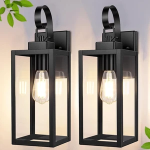 BesLowe 16.5" Large Outdoor Wall Light Fixtures, Modern Black Porch Lights BesLowe 16.5" Large Outdoor Wall Light Fixtures, Modern Black Porch Lights