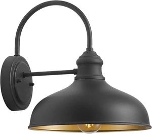 10" Dome Barn Lights for Farmhouse, Matte Black Gooseneck Outdoor Light Fixture, Exterior Porch Lighting with Wall Mount, Outside Goose Neck Wall Sconce for Patio 10" Dome Barn Lights for Farmhouse, Matte Black Gooseneck Outdoor Light Fixture, Exterior Porch Lighting with Wall Mount, Outside Goose Neck Wall Sconce for Patio