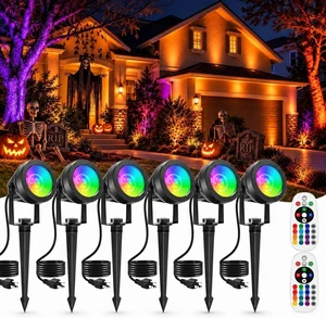 Halloween RGB Spot Lights Outdoor, Color Changing Landscape Lighting, Waterproof Spotlight with US Plug for Yard Tree Garden Path House Christmas Decoration (6 Pack) Halloween RGB Spot Lights Outdoor, Color Changing Landscape Lighting, Waterproof Spotlight with US Plug for Yard Tree Garden Path House Christmas Decoration (6 Pack)
