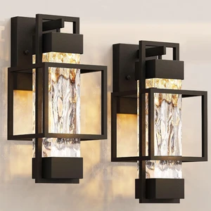 PARTPHONER Modern Outdoor Light Fixtures Outdoor Lighting 2 Pack, 15" Exterior Wall Sconce Waterproof Porch Light, Outside Light for House with Water Glass for Garage Doorway, Black PARTPHONER Modern Outdoor Light Fixtures Outdoor Lighting 2 Pack, 15" Exterior Wall Sconce Waterproof Porch Light, Outside Light for House with Water Glass for Garage Doorway, Black