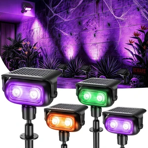 Brizled Solar Halloween Spot Lights Outdoor, 4 Pack RGB Landscape Lighting Brizled Solar Halloween Spot Lights Outdoor, 4 Pack RGB Landscape Lighting
