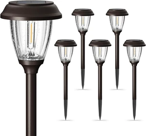 XMCOSY+ Solar Pathway Lights Outdoor, 6 Pack 2-Mode Solar Garden Lights XMCOSY+ Solar Pathway Lights Outdoor, 6 Pack 2-Mode Solar Garden Lights