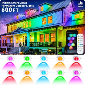 600FT Permanent Outdoor Lights RGB+IC Lights, IP67 Waterproof Smart Eave Lighting, with App/Remote Control Eaves Light, DIY LED Scenes Modes for House Roof Decor Party 600FT Permanent Outdoor Lights RGB+IC Lights, IP67 Waterproof Smart Eave Lighting, with App/Remote Control Eaves Light, DIY LED Scenes Modes for House Roof Decor Party