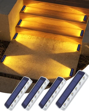 DetarZinLED Solar Step Lights Outdoor IP68 Waterproof 4 Pack Warm White DetarZinLED Solar Step Lights Outdoor IP68 Waterproof 4 Pack Warm White