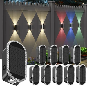 Herzila 10 Pack Solar Fence Lights,RGBW Solar Powered Fence Wall Lights, Waterproof 7-Color Changing Up Down Lighting Wall Lights for Outdoor/Patio/Porch/Pool Cage Herzila 10 Pack Solar Fence Lights,RGBW Solar Powered Fence Wall Lights, Waterproof 7-Color Changing Up Down Lighting Wall Lights for Outdoor/Patio/Porch/Pool Cage
