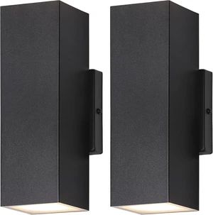 BesLowe 2-Pack Outdoor Wall Lights, Modern LED Up and Down Lights, Black BesLowe 2-Pack Outdoor Wall Lights, Modern LED Up and Down Lights, Black