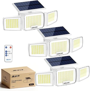 JEJOT Solar Security Light Outdoor, 3000LM Motion Sensor Flood Light, 3PCS JEJOT Solar Security Light Outdoor, 3000LM Motion Sensor Flood Light, 3PCS