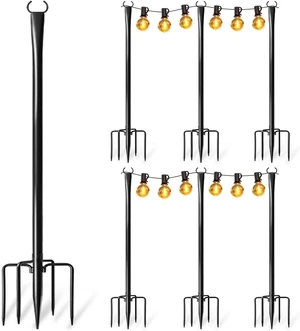 6 Pack String Light Poles for Outside, Upgraded Heavy-Duty Metal Poles for Outdoor String Lights with Fork, Adjustable Lighting Hanging Accessories for Patio Decor Pergola Backyard Garden Decorations 6 Pack String Light Poles for Outside, Upgraded Heavy-Duty Metal Poles for Outdoor String Lights with Fork, Adjustable Lighting Hanging Accessories for Patio Decor Pergola Backyard Garden Decorations