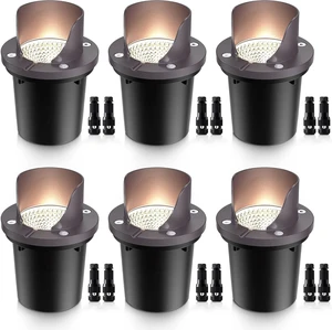 SUNVIE 6-Pack 12W 3000K LED Low Voltage Landscape Well Lights, Shield Top SUNVIE 6-Pack 12W 3000K LED Low Voltage Landscape Well Lights, Shield Top
