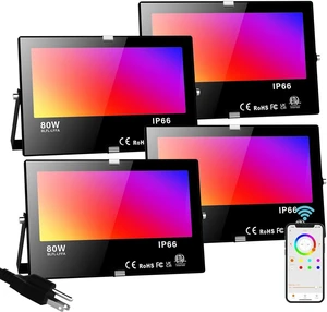 LED Flood Light Outdoor 800W Equivalent Bluetooth Smart Color Change Landscape Lighting DIY-Scene+RGB Colors+Warm White 2700K - APP & Group Control & Timing,IP66 Waterproof US 3-Plug Up Light 4Pack LED Flood Light Outdoor 800W Equivalent Bluetooth Smart Color Change Landscape Lighting DIY-Scene+RGB Colors+Warm White 2700K - APP & Group Control & Timing,IP66 Waterproof US 3-Plug Up Light 4Pack