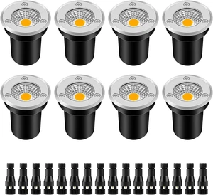 ZUCKEO Low Voltage Landscape Lighting LED Well Lights 3W 12V-24V in Ground Light IP67 Waterproof Outdoor Low Voltage Landscape Lights for Floor Driveway Deck Step Garden (8 Pack Warm White) ZUCKEO Low Voltage Landscape Lighting LED Well Lights 3W 12V-24V in Ground Light IP67 Waterproof Outdoor Low Voltage Landscape Lights for Floor Driveway Deck Step Garden (8 Pack Warm White)