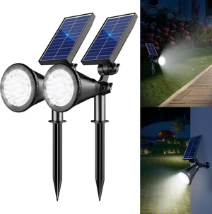 Solar Lights Outdoor Waterproof Spot Lights, Cool White 2 Pack Solar Lights Outdoor Waterproof Spot Lights, Cool White 2 Pack