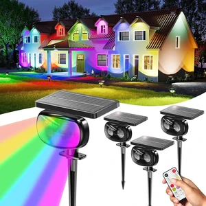 Solar Spot Lights Outdoor Waterproof IP68,RGB Spotlights with Remote,4-Pack Solar Spot Lights Outdoor Waterproof IP68,RGB Spotlights with Remote,4-Pack