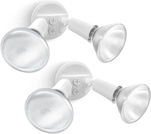 LUTEC 2 Pack Adjustable Twin Par Holder Outdoor Flood Lights, Switch Controlled Security Lights, Floodlights Fixture, Waterproof Exterior Max 300 Watt Par38 Flood Light for Garage, Yard, Porch-White LUTEC 2 Pack Adjustable Twin Par Holder Outdoor Flood Lights, Switch Controlled Security Lights, Floodlights Fixture, Waterproof Exterior Max 300 Watt Par38 Flood Light for Garage, Yard, Porch-White