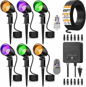 RGBW Low Voltage Landscape Lighting Kit, 20W Outdoor Spotlight 6Pack RGBW Low Voltage Landscape Lighting Kit, 20W Outdoor Spotlight 6Pack