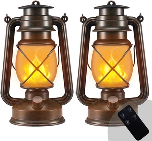 Outdoor Lanterns Waterproof Hanging Vintage LED Camping Lamps with Dancing Flame Non-Solar Remote Control Light Landscape Decor for Table Patio Garden Yard Pathway Porch 2Pack (3AA Batteries Power) Outdoor Lanterns Waterproof Hanging Vintage LED Camping Lamps with Dancing Flame Non-Solar Remote Control Light Landscape Decor for Table Patio Garden Yard Pathway Porch 2Pack (3AA Batteries Power)