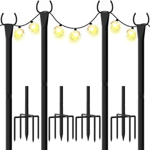 String Light Poles 4-Pack - 10FT, 5-Prong Base for Patio Deck String Light Poles 4-Pack - 10FT, 5-Prong Base for Patio Deck