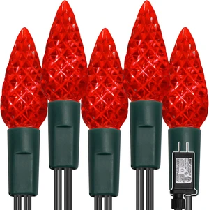 WATERGLIDE C6 Christmas Lights, 66ft 200 LED Faceted String Lights Green Wire Valentines Fairy Lights with Adaptor, 8 Lighting Mode, Waterproof for Indoor Outdoor Patio Xmas Tree Party Decor, Red WATERGLIDE C6 Christmas Lights, 66ft 200 LED Faceted String Lights Green Wire Valentines Fairy Lights with Adaptor, 8 Lighting Mode, Waterproof for Indoor Outdoor Patio Xmas Tree Party Decor, Red