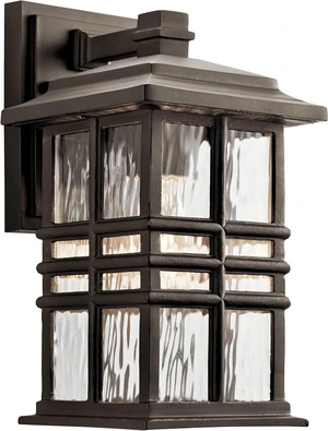 Kichler Beacon Square 1-Light Outdoor Wall Light in Olde Bronze, Clear Hammered Glass Shade, (6.5" W x 12" H x 7.5" D), 49829OZ Kichler Beacon Square 1-Light Outdoor Wall Light in Olde Bronze, Clear Hammered Glass Shade, (6.5" W x 12" H x 7.5" D), 49829OZ