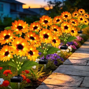Solar Garden Lights Outdoor, 4 Pack Solar Sunflower Lights with 24 Head 3.5 Inch Flowers, Waterproof Flowers Light Fall Decor Auto ON/Off for Thanksgiving Garden Yard Patio, Gifts for Mom Women Solar Garden Lights Outdoor, 4 Pack Solar Sunflower Lights with 24 Head 3.5 Inch Flowers, Waterproof Flowers Light Fall Decor Auto ON/Off for Thanksgiving Garden Yard Patio, Gifts for Mom Women