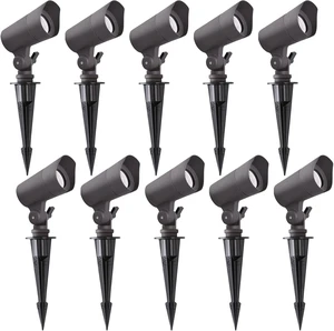E ENERGETIC LIGHTING LED Landscape Lights with Connectors, 12V Low Voltage, Warm White 3000k, 4W, 175LM, Outdoor Waterproof Garden Pathway Lights Wall Tree Flag Spotlights with Spike Stand, 10 Pack E ENERGETIC LIGHTING LED Landscape Lights with Connectors, 12V Low Voltage, Warm White 3000k, 4W, 175LM, Outdoor Waterproof Garden Pathway Lights Wall Tree Flag Spotlights with Spike Stand, 10 Pack