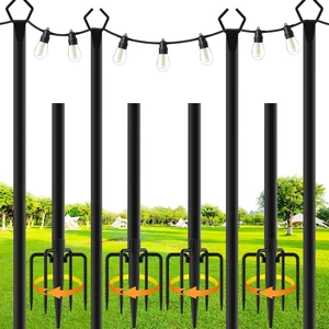 SINLEY 4 Pack String Light Poles,10 Ft Metal Poles with Fork for Outdoor String Lights,Outdoor Light Poles with Fork,Poles/Post/Stand for Outside,Patio,Deck,Backyard,Garden Wedding,Party SINLEY 4 Pack String Light Poles,10 Ft Metal Poles with Fork for Outdoor String Lights,Outdoor Light Poles with Fork,Poles/Post/Stand for Outside,Patio,Deck,Backyard,Garden Wedding,Party