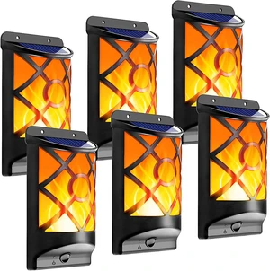 Solar Flame Lights Outdoor, Fire Effect Wall Lanterns, 6 Pack Solar Flame Lights Outdoor, Fire Effect Wall Lanterns, 6 Pack