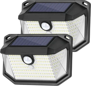 Solar Outdoor Lights, 2-Pack Super Bright 178 LEDs Motion Sensor Wall Light with 270° Wide Angle & 3 Modes, Waterproof Solar Powered Security Light for Patio Garden Garage Front Door Solar Outdoor Lights, 2-Pack Super Bright 178 LEDs Motion Sensor Wall Light with 270° Wide Angle & 3 Modes, Waterproof Solar Powered Security Light for Patio Garden Garage Front Door
