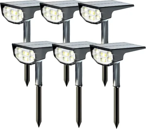 Solar Spot Lights Outdoor IP68 Waterproof, Ultra-Bright PerformanceSimple Modes for Easier Operation, Auto On/OffSolar Powered Landscape Lights for Garden, Yard, Pathway (Cool White, 6 Pack)