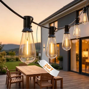 Oviejo 20Ft LED Outdoor String Lights with 22 ST40 LED Shatterproof Bulbs Oviejo 20Ft LED Outdoor String Lights with 22 ST40 LED Shatterproof Bulbs