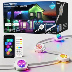 100ft Permanent Outdoor Lights Pro, 60 RGBCW+IC LED String Light Cuttable 100ft Permanent Outdoor Lights Pro, 60 RGBCW+IC LED String Light Cuttable