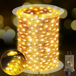 KNONEW 203FT 600LED Outdoor Fairy Lights Plug in Warm White Christmas Decor KNONEW 203FT 600LED Outdoor Fairy Lights Plug in Warm White Christmas Decor