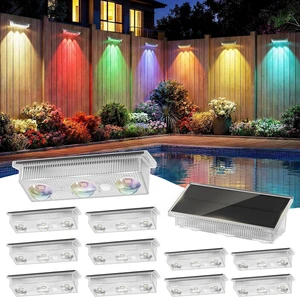 TECKNET Solar Fence Lights, 12 Pack RGB Halloween Decorations TECKNET Solar Fence Lights, 12 Pack RGB Halloween Decorations