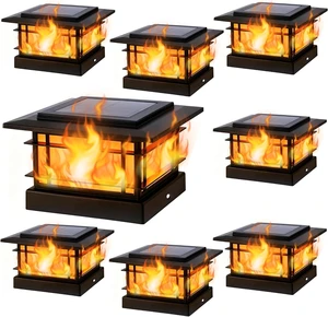 Dynaming 4x4 Solar Post Cap Lights Outdoor with Flickering Flame Light, 8 Pack Black Shell Fence Post Solar Lights Fit 4x4 Vinyl/Wooden Posts, Brightness LED Lighting Decor for Garden Deck Patio Dynaming 4x4 Solar Post Cap Lights Outdoor with Flickering Flame Light, 8 Pack Black Shell Fence Post Solar Lights Fit 4x4 Vinyl/Wooden Posts, Brightness LED Lighting Decor for Garden Deck Patio