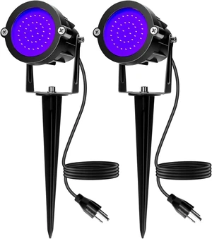 Elenora Halloween Spotlights Outdoor, 15W LED Black Light/Blacklight for Glow Party Body Paint Fluorescent Poster, 110V Plug-in Spot Light IP65 Waterproof Landscape Lighting for Yard Garden, 2 Pack Elenora Halloween Spotlights Outdoor, 15W LED Black Light/Blacklight for Glow Party Body Paint Fluorescent Poster, 110V Plug-in Spot Light IP65 Waterproof Landscape Lighting for Yard Garden, 2 Pack