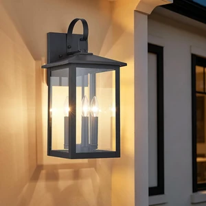 Tarentlight 20.5 Inch Large Exterior Wall Lantern, Modern Farmhouse Outdoor Wall Sconce 3-Light Anti-Rust Waterproof, Textured Black Outdoor Wall Lights for Porch, Patio, Garage, Barn, Foyer Tarentlight 20.5 Inch Large Exterior Wall Lantern, Modern Farmhouse Outdoor Wall Sconce 3-Light Anti-Rust Waterproof, Textured Black Outdoor Wall Lights for Porch, Patio, Garage, Barn, Foyer