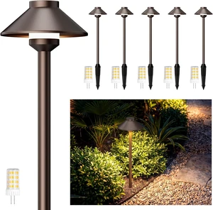Gardencoin Low Voltage Landscape Pathway Lighting 6-Pack, Outdoor Wired Aluminum Path Lights with G4 4W 2700K Bulb Replaceable,12V Waterproof Walkway Lights with Connectors, Oil Rubbed Bronze Gardencoin Low Voltage Landscape Pathway Lighting 6-Pack, Outdoor Wired Aluminum Path Lights with G4 4W 2700K Bulb Replaceable,12V Waterproof Walkway Lights with Connectors, Oil Rubbed Bronze