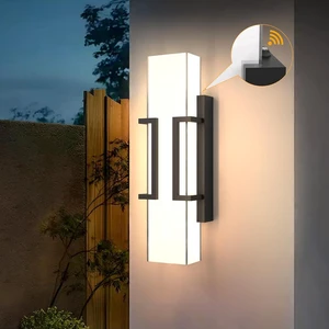 Hyunbae Modern Dusk to Dawn Outdoor Wall Lights, 16" Black LED Porch Light Hyunbae Modern Dusk to Dawn Outdoor Wall Lights, 16" Black LED Porch Light