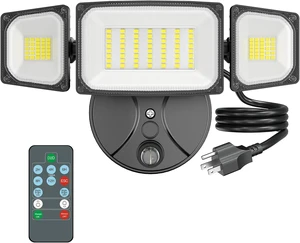 Onforu 80W Dusk to Dawn Outdoor Lighting,Plug in LED Flood Lights,Black Outdoor Lights with Remote,8000LM Security Light,IP66 Waterproof Lighting,2Modes 3 Adjustable Heads Light for Garage Yard Onforu 80W Dusk to Dawn Outdoor Lighting,Plug in LED Flood Lights,Black Outdoor Lights with Remote,8000LM Security Light,IP66 Waterproof Lighting,2Modes 3 Adjustable Heads Light for Garage Yard