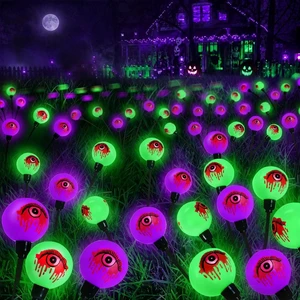 6 Pack 36 LED Solar Halloween Decorations Eyeball Lights Purple and Green 6 Pack 36 LED Solar Halloween Decorations Eyeball Lights Purple and Green