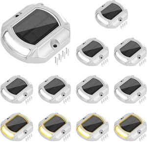 VOLISUN Solar Driveway Dock Deck LED Outdoor Lights 2 Colors Modes 12 Pack VOLISUN Solar Driveway Dock Deck LED Outdoor Lights 2 Colors Modes 12 Pack