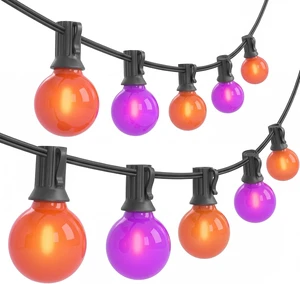 Orange Purple String Lights, 50FT Halloween Lights with 25 G40 LED Bulbs Orange Purple String Lights, 50FT Halloween Lights with 25 G40 LED Bulbs