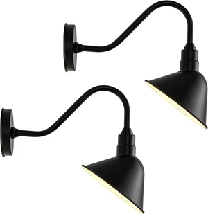 8" Farmhouse Gooseneck Sign Lights, Vintage Fixtures, 2-Pack
