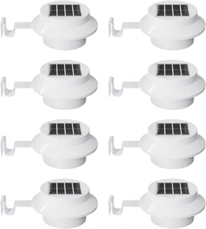 FALOVE 8 Pack Cool White Bright Solar Powered Gutter Mounted Lights Outdoor FALOVE 8 Pack Cool White Bright Solar Powered Gutter Mounted Lights Outdoor