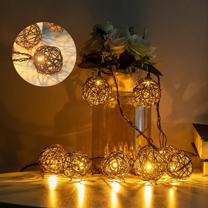 Vigdur Patio String Lights, 10FT Rattan Lantern String Lights Plug in Vigdur Patio String Lights, 10FT Rattan Lantern String Lights Plug in