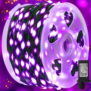 WATERGLIDE Extra Long 328 FT Halloween Lights, 1000 LED Outdoor Fairy String Light, Green PVC Copper Wire Christmas Lights, Plug in 8 Modes & Waterproof for Tree Party Home Yard Decor, Purple WATERGLIDE Extra Long 328 FT Halloween Lights, 1000 LED Outdoor Fairy String Light, Green PVC Copper Wire Christmas Lights, Plug in 8 Modes & Waterproof for Tree Party Home Yard Decor, Purple
