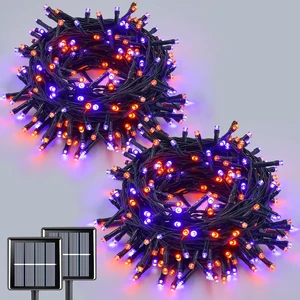 QITONG Solar Halloween String Lights, 2 Pack Each 66ft 200 LED Orange and Purple led Lights Outdoor Waterproof, 8 Modes Solar Twinkle Lights for Garden Patio Yard QITONG Solar Halloween String Lights, 2 Pack Each 66ft 200 LED Orange and Purple led Lights Outdoor Waterproof, 8 Modes Solar Twinkle Lights for Garden Patio Yard