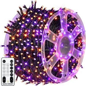 Dazzle Bright Outdoor Halloween String Lights, 1000 LED 328 FT Plug in Fairy Light with Remote Control 8 Modes & Timer, Waterproof Decoration for Home Garden Yard Wedding, Purple and Orange Dazzle Bright Outdoor Halloween String Lights, 1000 LED 328 FT Plug in Fairy Light with Remote Control 8 Modes & Timer, Waterproof Decoration for Home Garden Yard Wedding, Purple and Orange
